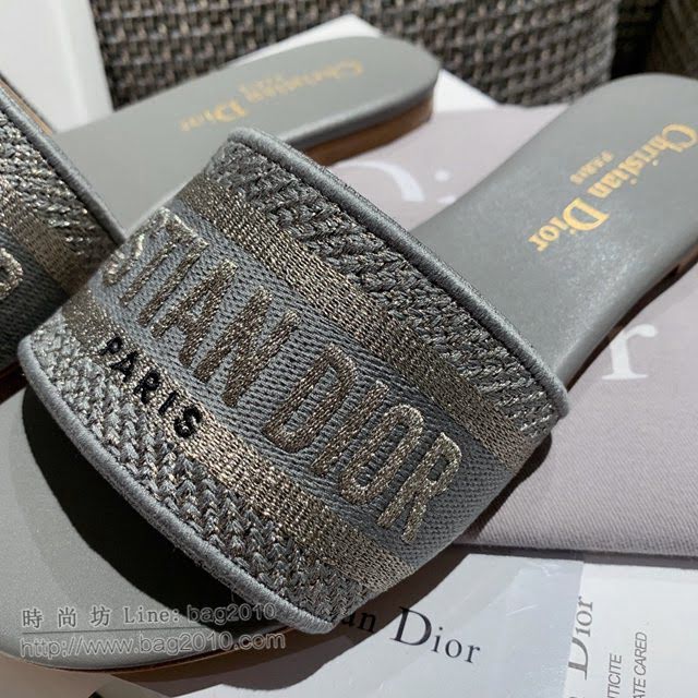 DIOR女鞋 迪奧2021專櫃新款磨砂新大底涼拖 Dior一字型刺繡平拖  naq1503